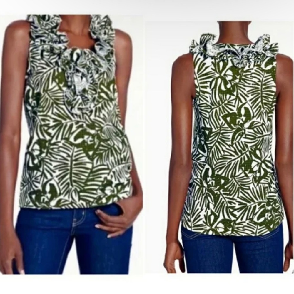 Kate Spade Palm Leaf Ruffle Blouse